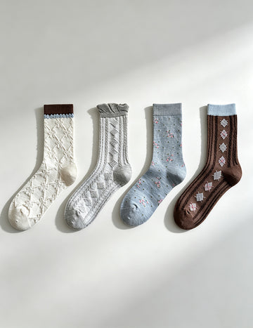 Floral Plaid Crew Socks - DippedShop Wholesale - #1843