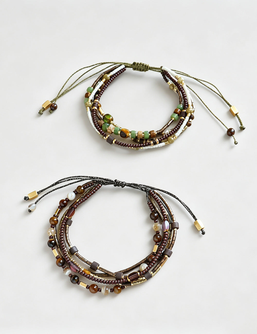 Vintage Multi-Layer Seed Bead Adjustable Bracelet 6W6JBR466