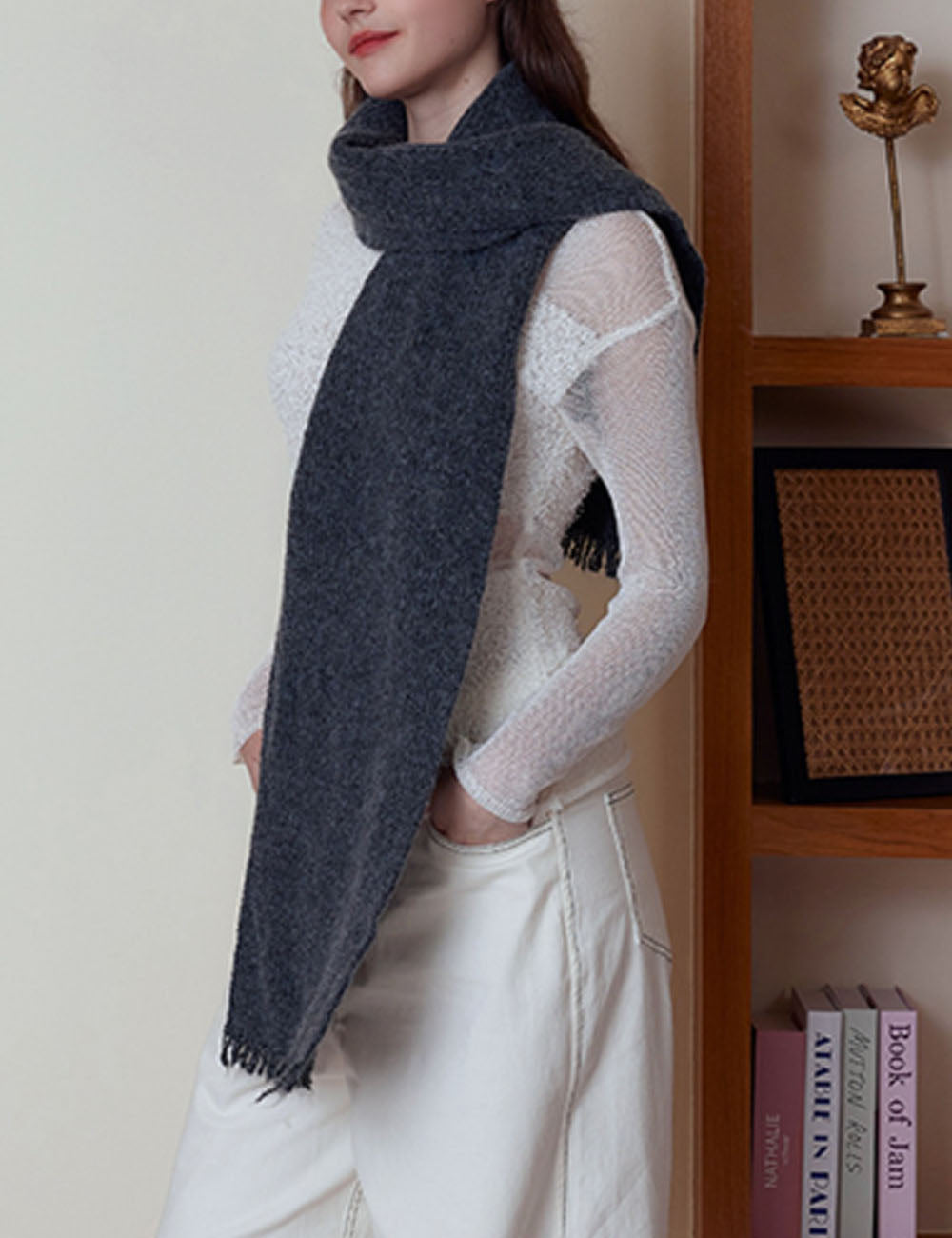 Minimalist Solid Color Knit Scarf 6W6NSW295