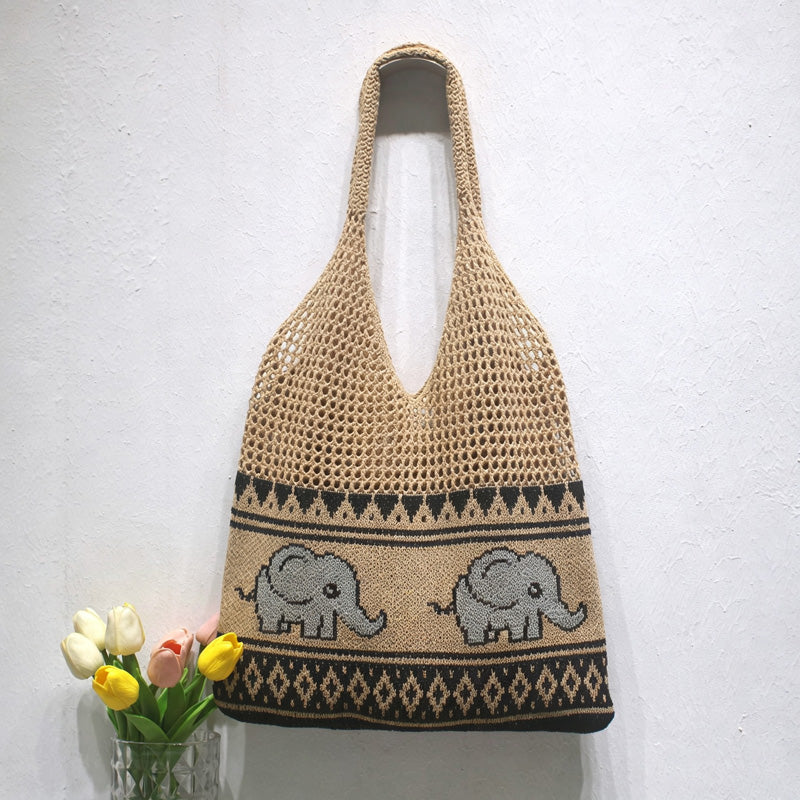 Retro Elephant Knitted Hollow Shoulder Bag 6W10BBG1795