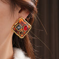 Retro Rhinestones Tiger Eye Stone Earrings 6W6JER812