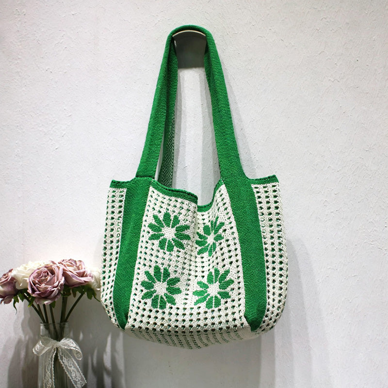 Casual Hand-Crochet Hollow Flower Tote Bag 6W10BBG1776