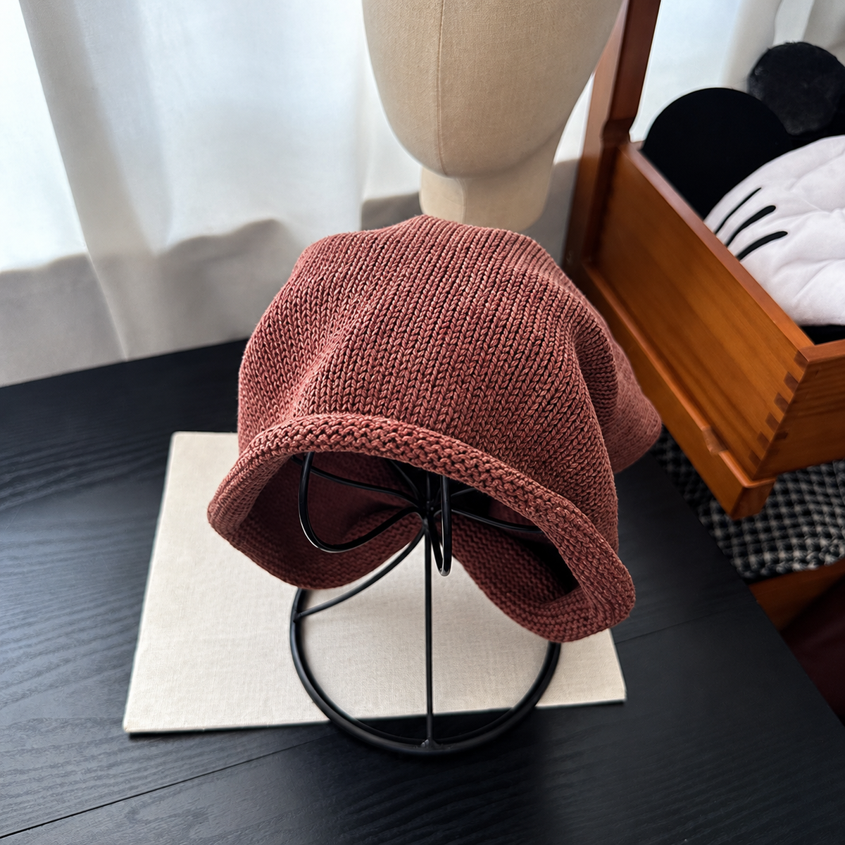 Simple Solid Color Edge Curl Knit Hat 6W6HAT721