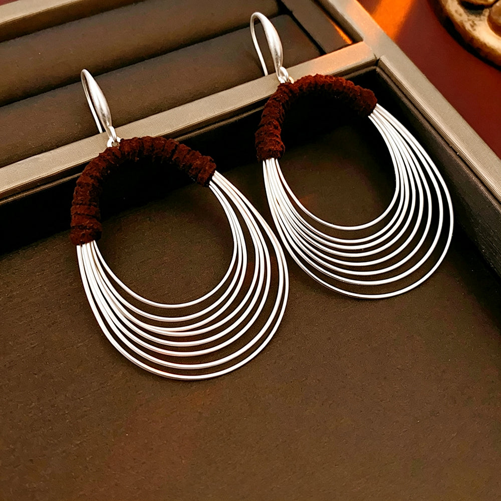 Chunky Layered Circle Gold Plated Hook Earrings 6W6JER744