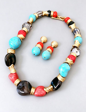 Boho Style Irregular Geometry Stones Choker Necklace 6W6JNC950