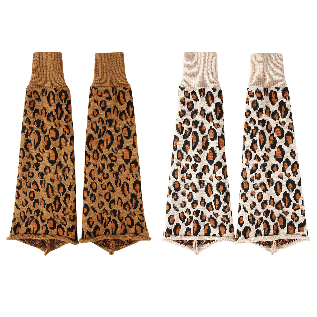 Vintage Leopard Pattern Rib Cuff Socks 6W8FSO1001