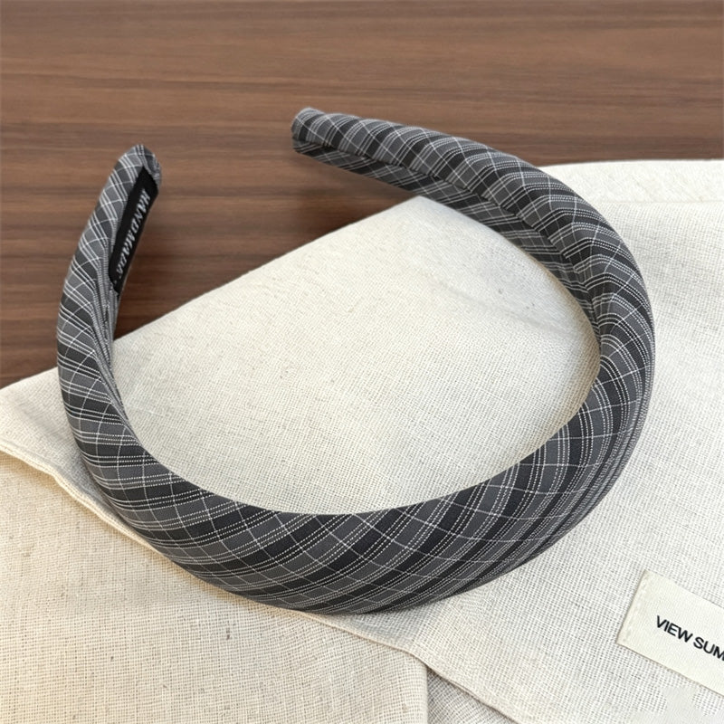 Retro Plaid Color Blaock Padded Fabric Headband 6W6HBD320