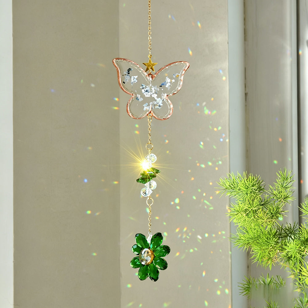 Elegant Crystal Butterfly Flower Pendant Cun Catcher 6H7HLS183