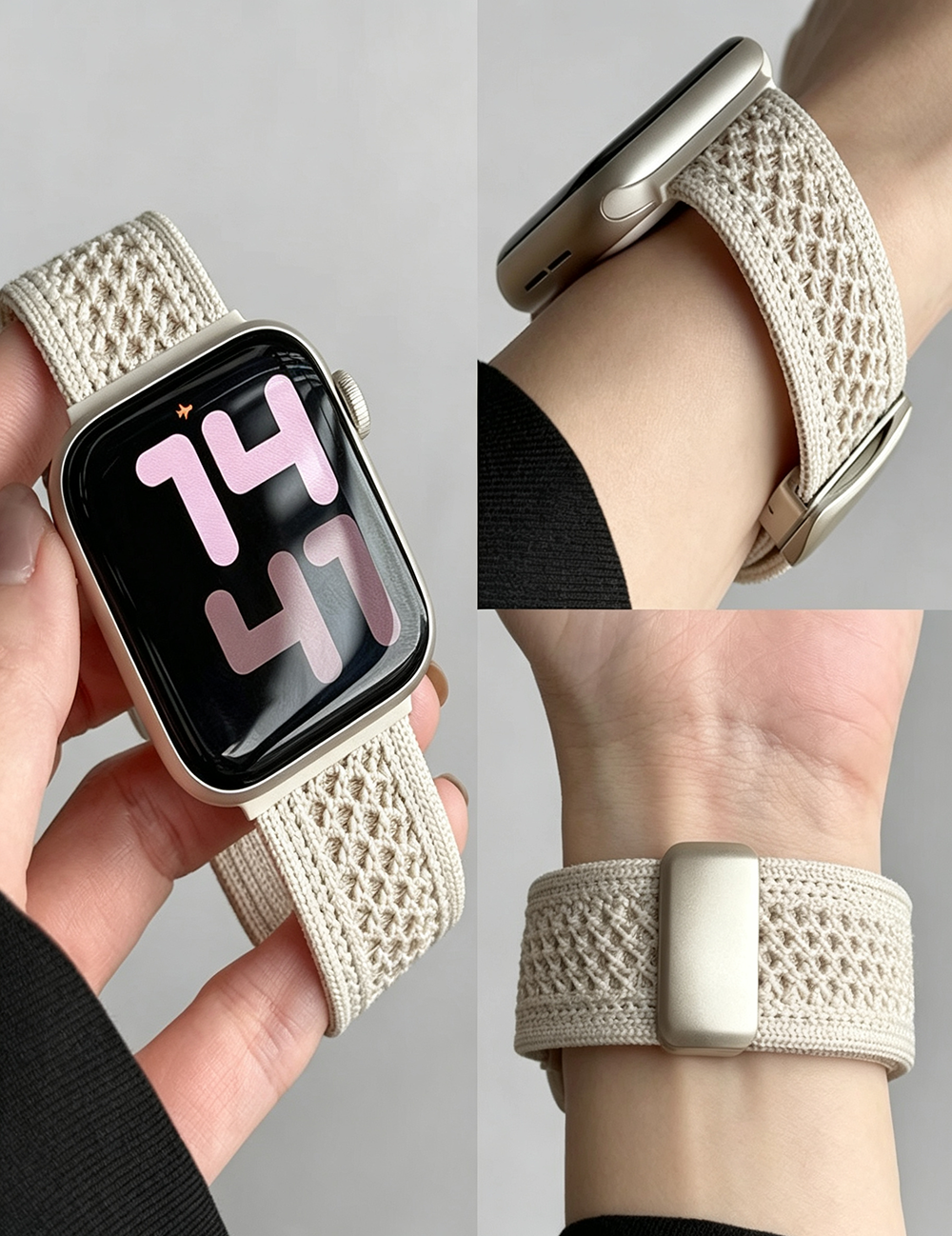 Solid Color Nylon Weave Hollow Watch Band 6W6JWA113