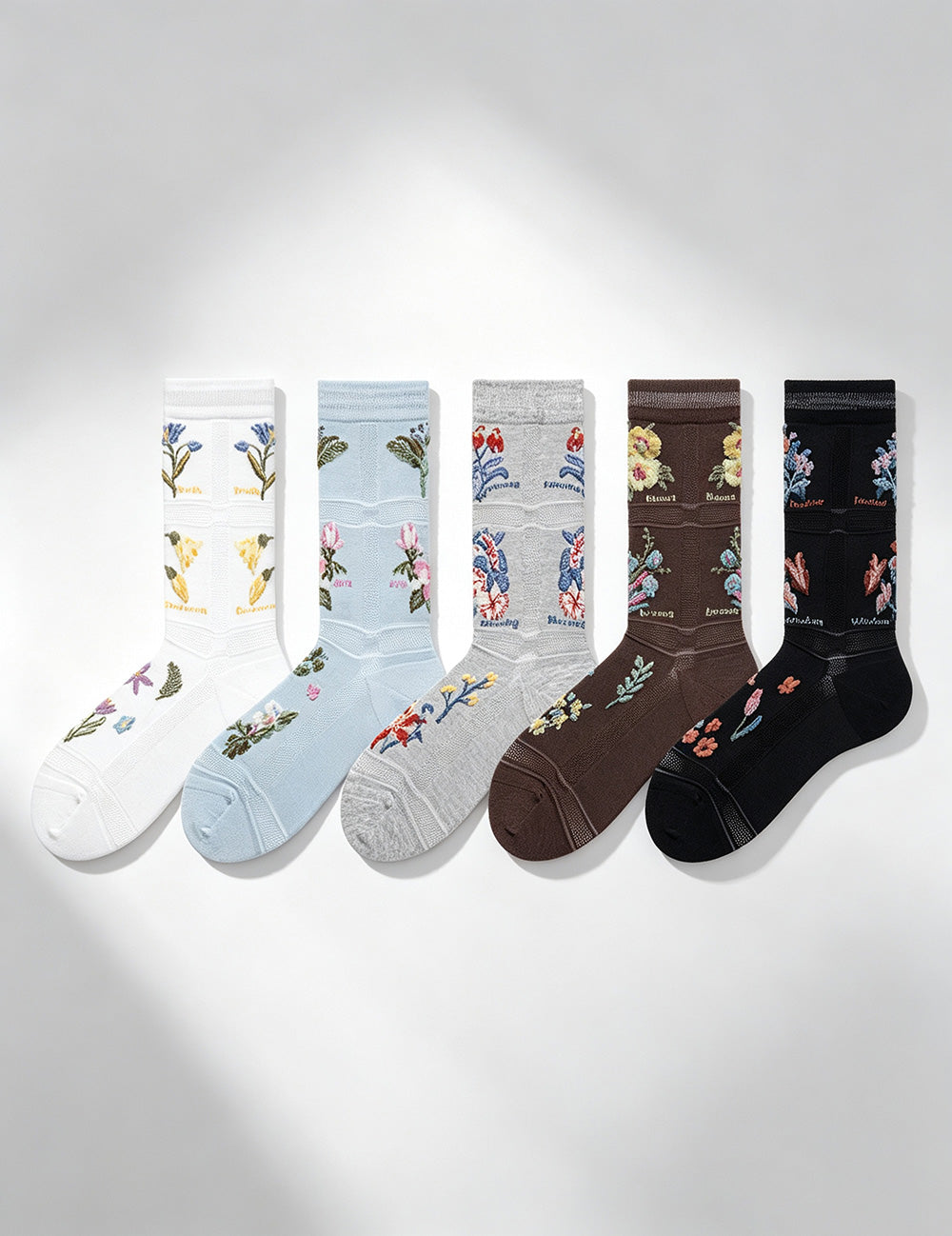 Floral Embossed Crew Socks - DippedShop Wholesale - #9411