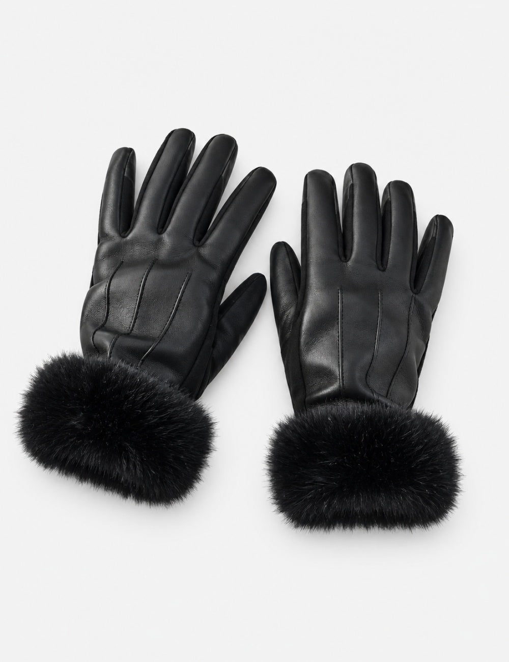 Stylish PU Suede Splice Plush Thicken Gloves 6W6GLO85