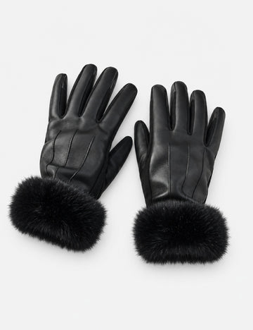 Stylish PU Suede Splice Plush Thicken Gloves 6W6GLO85