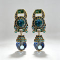 Retro Blue Rhinestone Crystal Dangle Earrings 6W6JER711