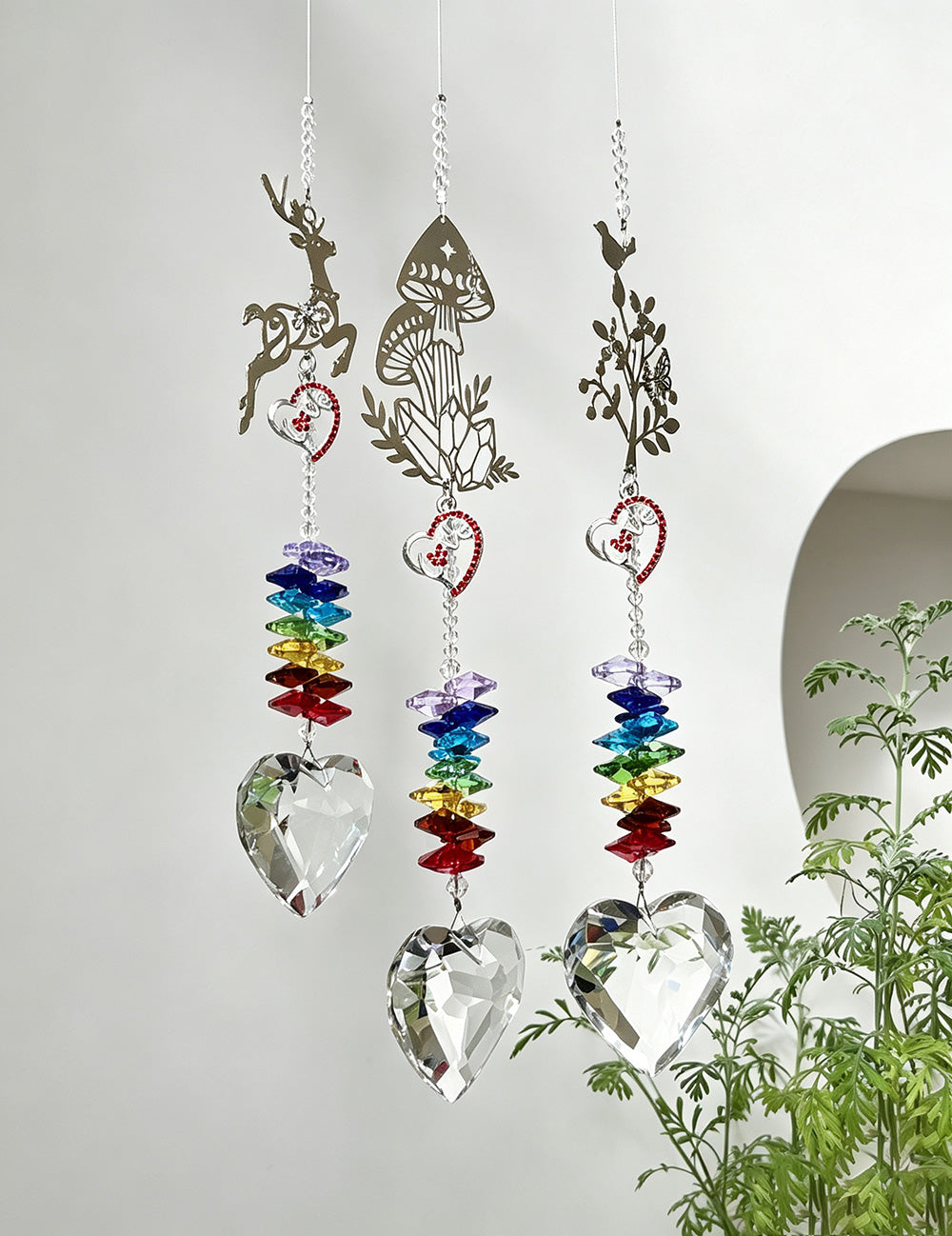 Christams Glass Heart Crystal Ball Prism Sun Catcher 6H7HLS145
