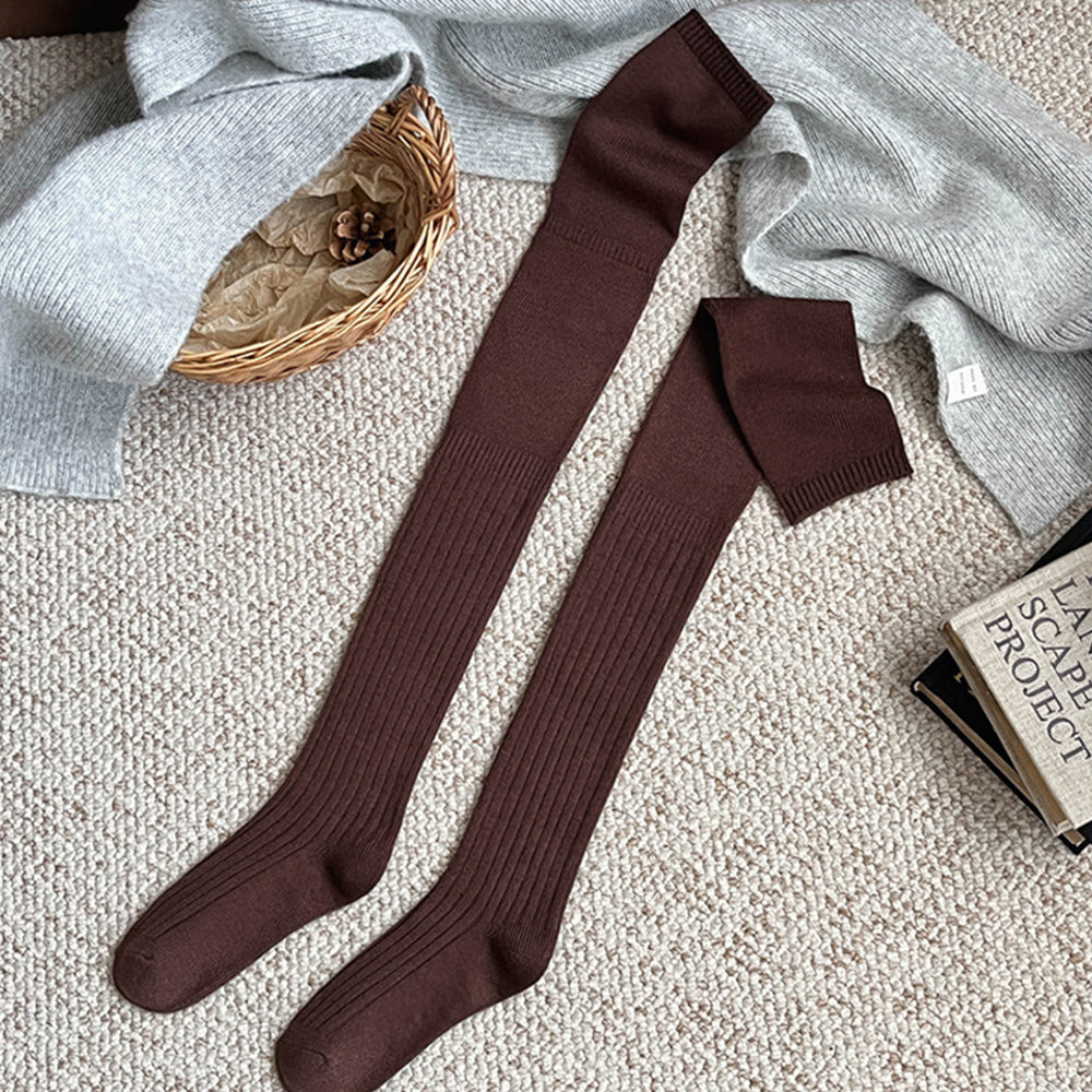 Simple Solid Color Over Knee High Socks 6W8FSO1008