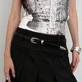 Fashion Solid Color Metal Buckle Skinny Belt 6W6JBT192
