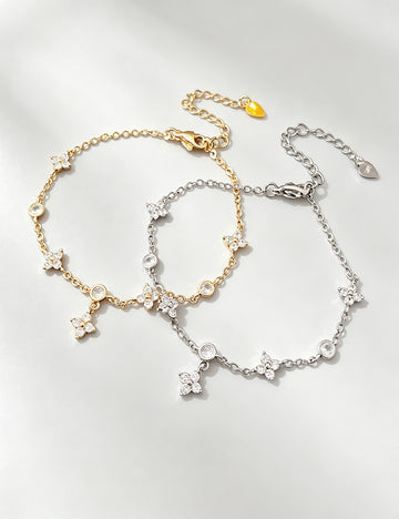 Elegant Rhinestones Floral Pendant Chain Bracelet 6W6JBR712