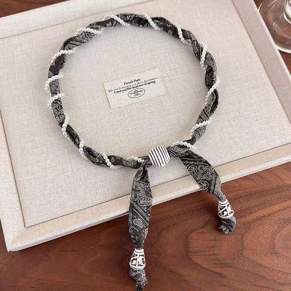 Stylish Pearl Twist Cashew Print Silk Scarf MK2BLW6W6NSI35