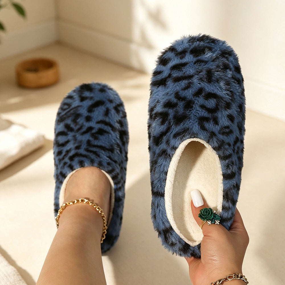 Stylish Leopard Print Soft Plush Indoor Slippers 6W8FSP281