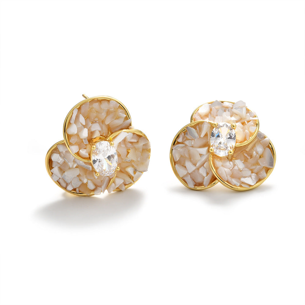 Shell C-Shaped Stud Earrings - DippedShop Wholesale - #7635