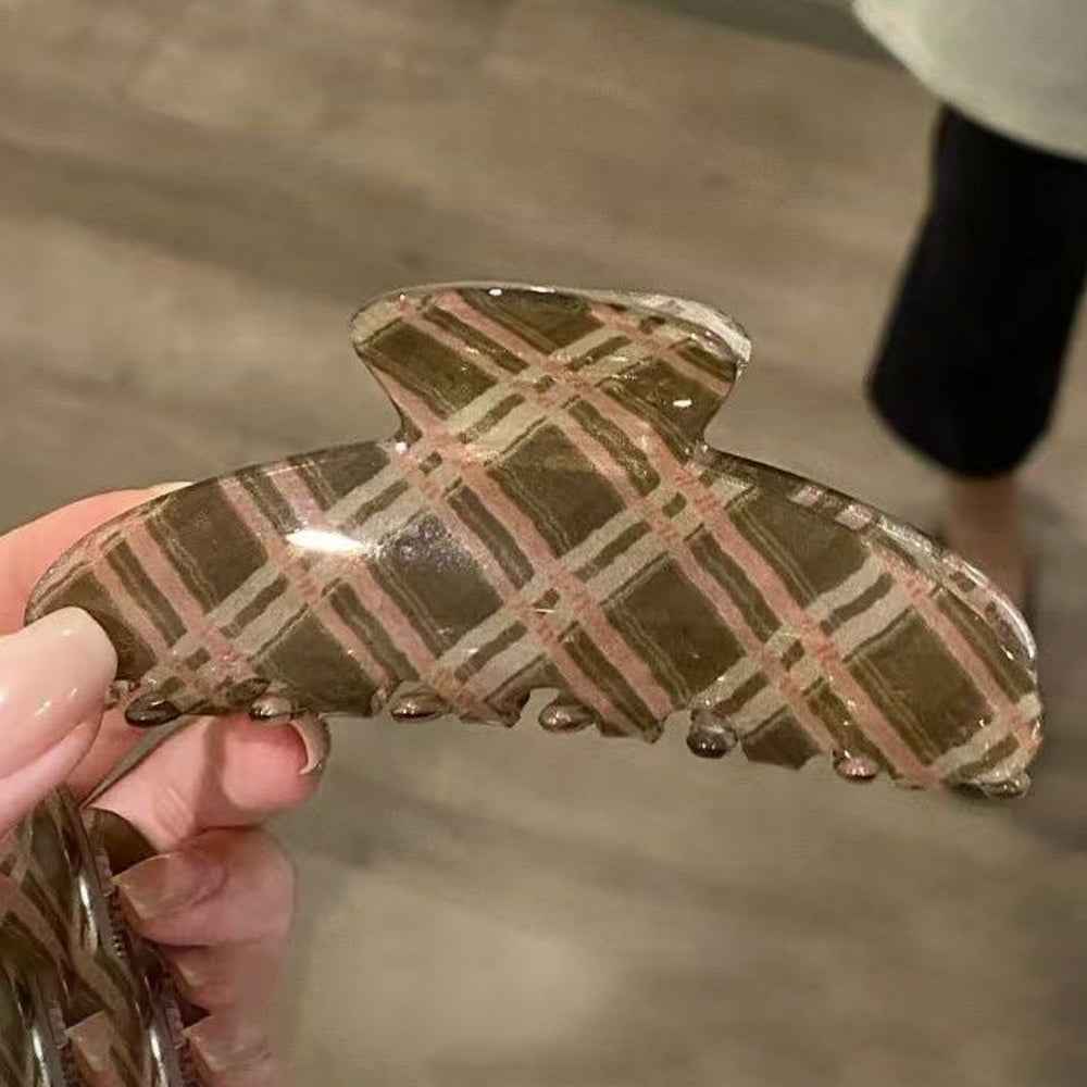 Plaid Acetate Hair Claw - DippedShop Wholesale - #3027