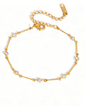 Cubic Zirconia Gold Plated Link Chain Bracelet 6W6JBR358
