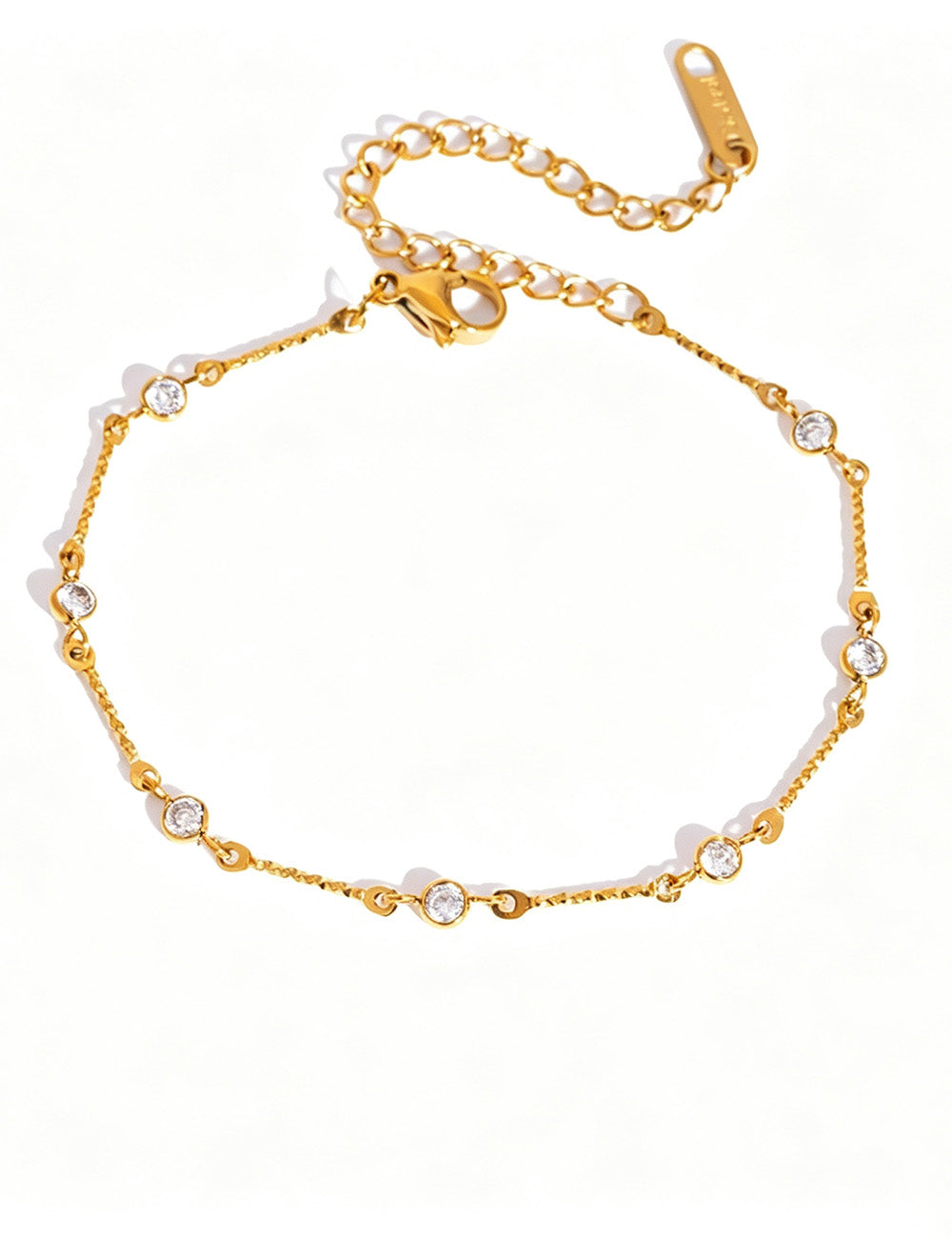 Cubic Zirconia Gold Plated Link Chain Bracelet 6W6JBR358