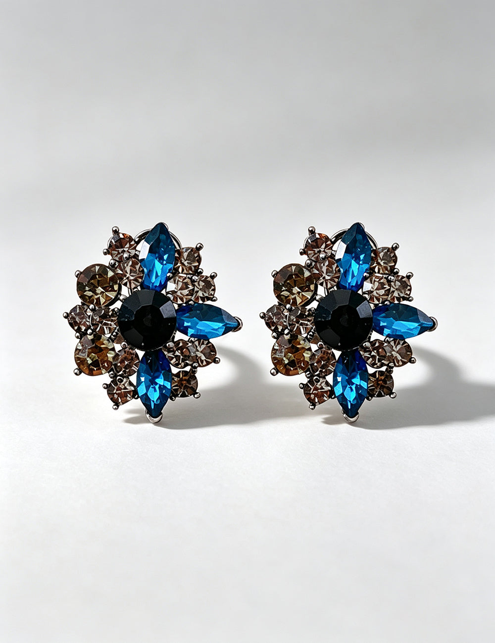 Gothic Crystal Flower Stud Earrings 6W6JER779