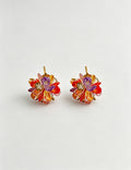 Cute Colorful Glass Crystal Flower Stud Earrings 6W6JER757