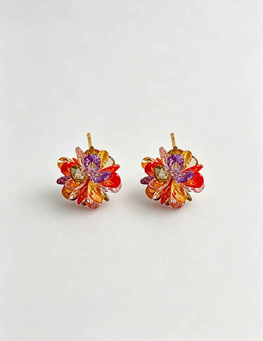 Cute Colorful Glass Crystal Flower Stud Earrings 6W6JER757