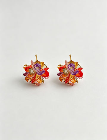 Cute Colorful Glass Crystal Flower Stud Earrings 6W6JER757