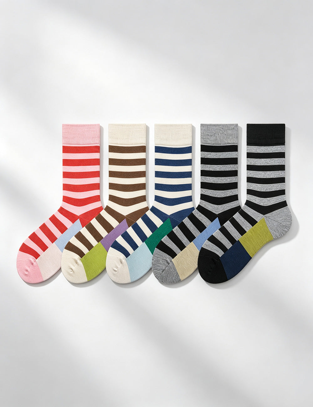 Striped Color Contrast Crew Socks - DippedShop Wholesale - #8611