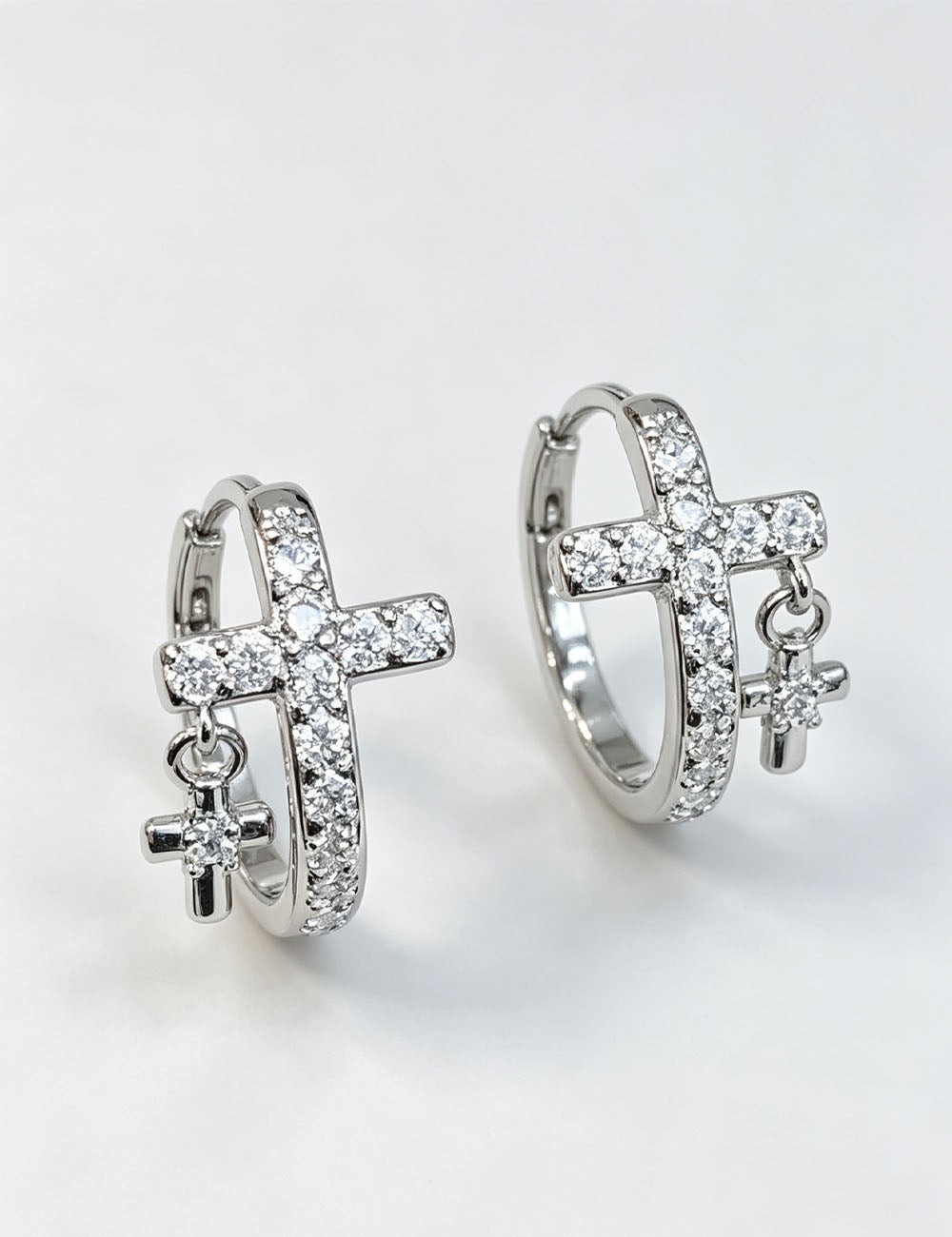 Cross Zircon Hoop Earrings - DippedShop Wholesale - #3011