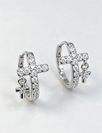 Cross Zircon Hoop Earrings - DippedShop Wholesale - #3011