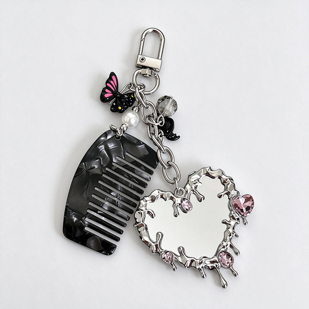 Heart Mirror Bag Charm - DippedShop Wholesale - #3027
