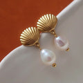 Shell Pearl Dangle Earrings - DippedShop Wholesale - #5363