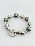 Vintage Pearl Rhinestones Metal Disc Bracelet 6W6JBR700