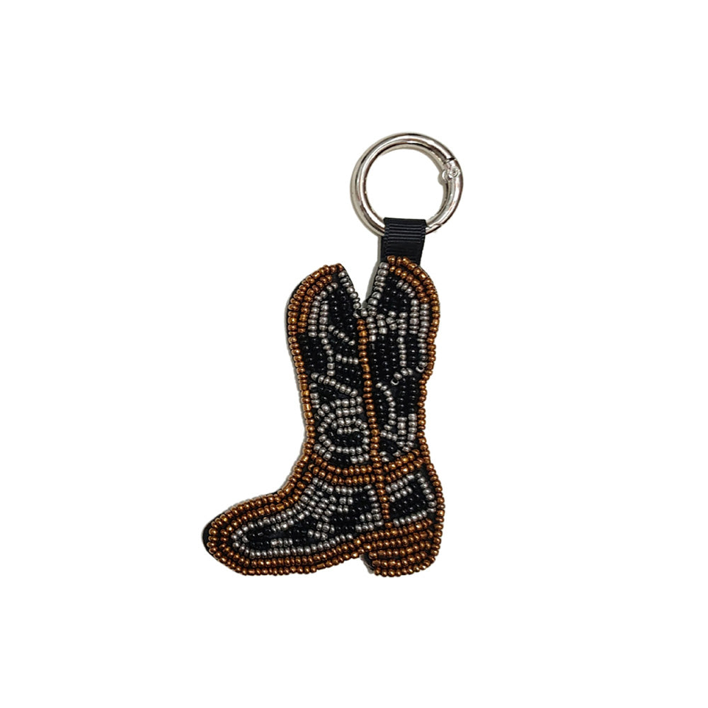 Vintage Handmade Beaded Patch Deer Pendant Keychain 6W10BBC819