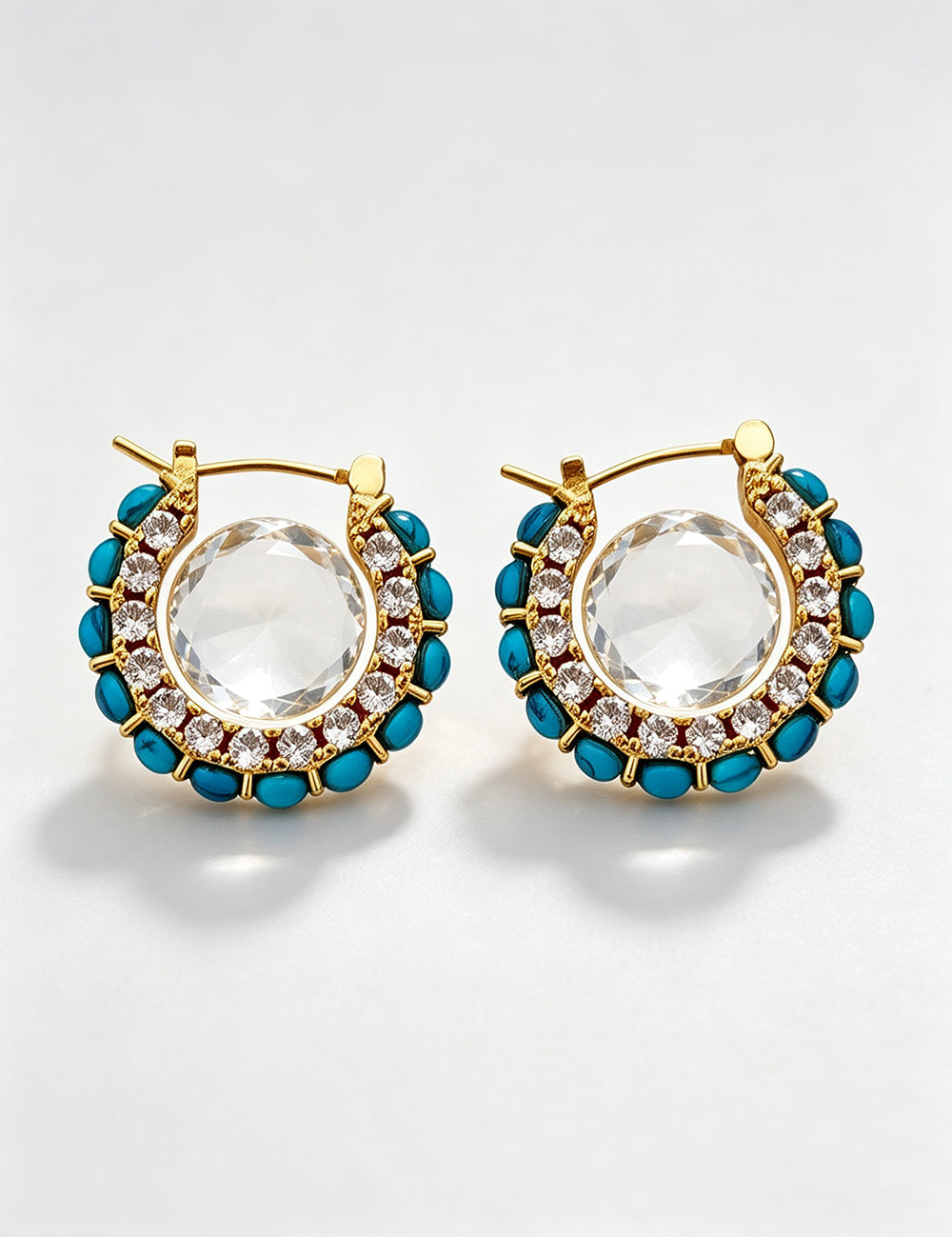 Bohemian Turquoise Cubic Zirconia Hoop Earrings 6W6JER771