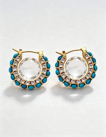 Bohemian Turquoise Cubic Zirconia Hoop Earrings 6W6JER771