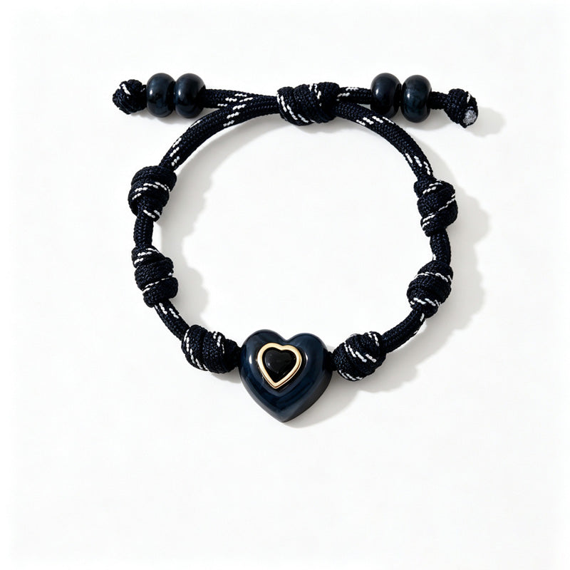 Personalized Heart Pendant Adjustable Rope Bracelet 6W6JBR532
