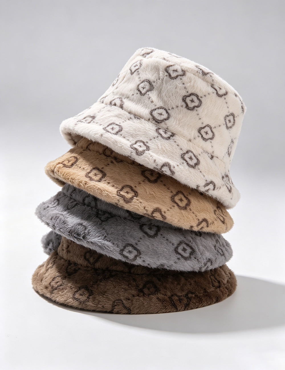Cute Color Block Fluffy Fur Warm Bucket Hat 6W6HAT818