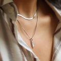 Marquise Pendant Snake Chain Necklace - DippedShop Wholesale - #6051