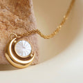 French Crescent Moon Mother of Pearl Pendant Necklace 6W6JNC1010