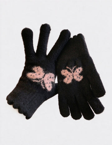 Butterfly Print Touchscreen Knit Gloves - DippedShop Wholesale - #2579