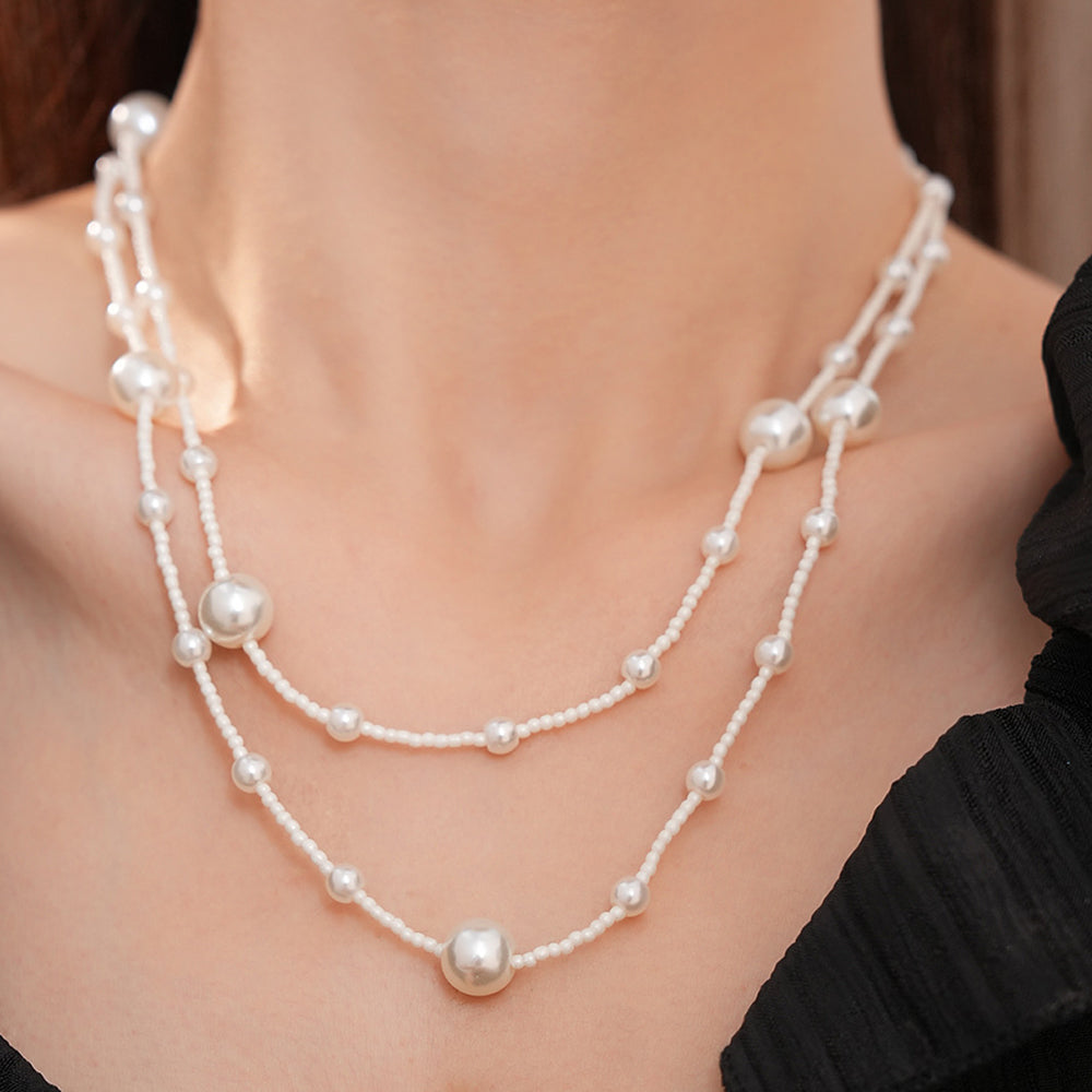 Minimalist Double Layer Beads Chain Necklace 6W6JNC932