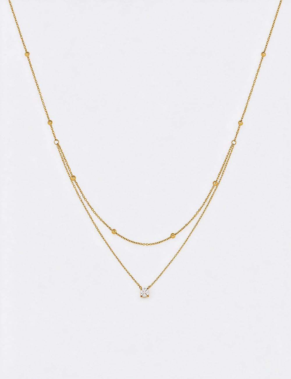 Fashion Double-Layer Rhinestone Choker Necklace 6W6JNC1074