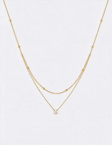 Fashion Double-Layer Rhinestone Choker Necklace 6W6JNC1074
