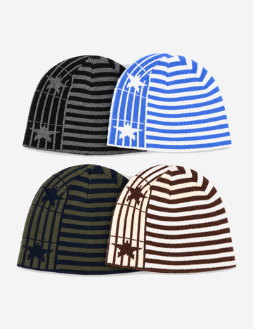 Stylish Striped Star Jacquard Angora Knit Beanie 6W6HAT639