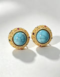 Vintage Oval Turquoise Gold Plated Stud Earrings 6W6JER710